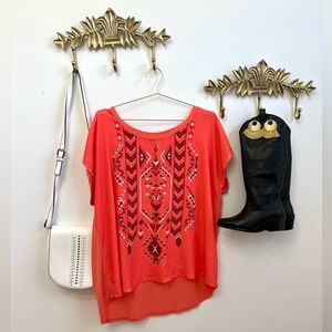 Aztec flowy tunic 2X pit 27” L 32”